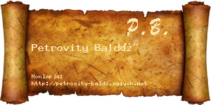 Petrovity Baldó névjegykártya